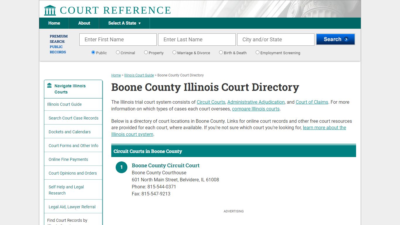Boone County Illinois Court Directory | CourtReference.com
